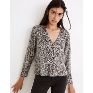 Madewell Alpaca Wool Vintage Ditsy Cameron Ribbed Cardigan Sweater Size XS